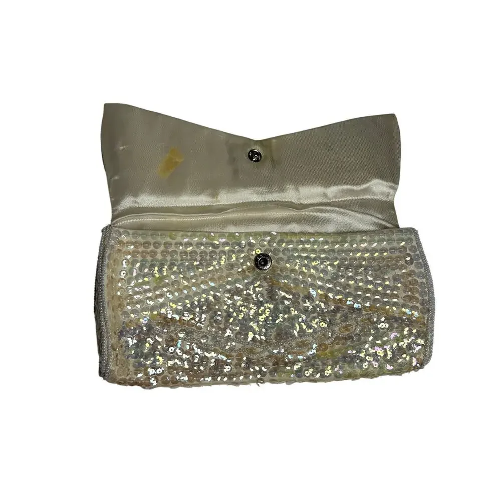 VTG 50s La Regale Beaded Sequin Clutch Evening Bag Handbag Small Bridal Coquette